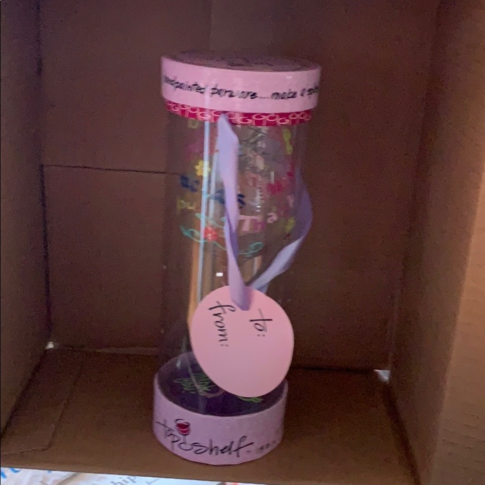 Painted “Thank You”  Top Shelf wine glass!